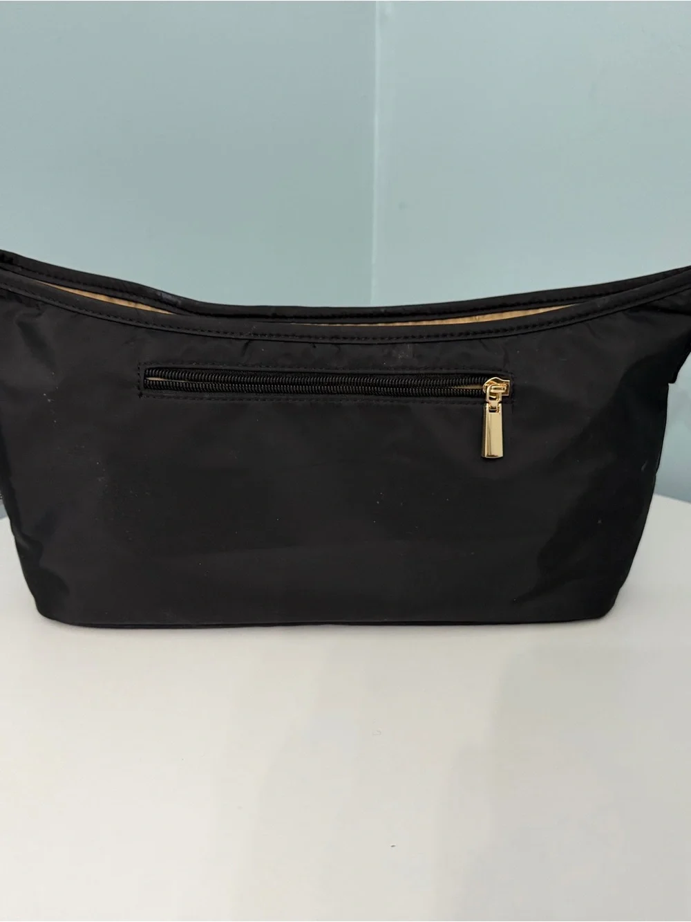 Black Quilted stroller caddy Women’s Cosmetic Pouch with Gold Accent